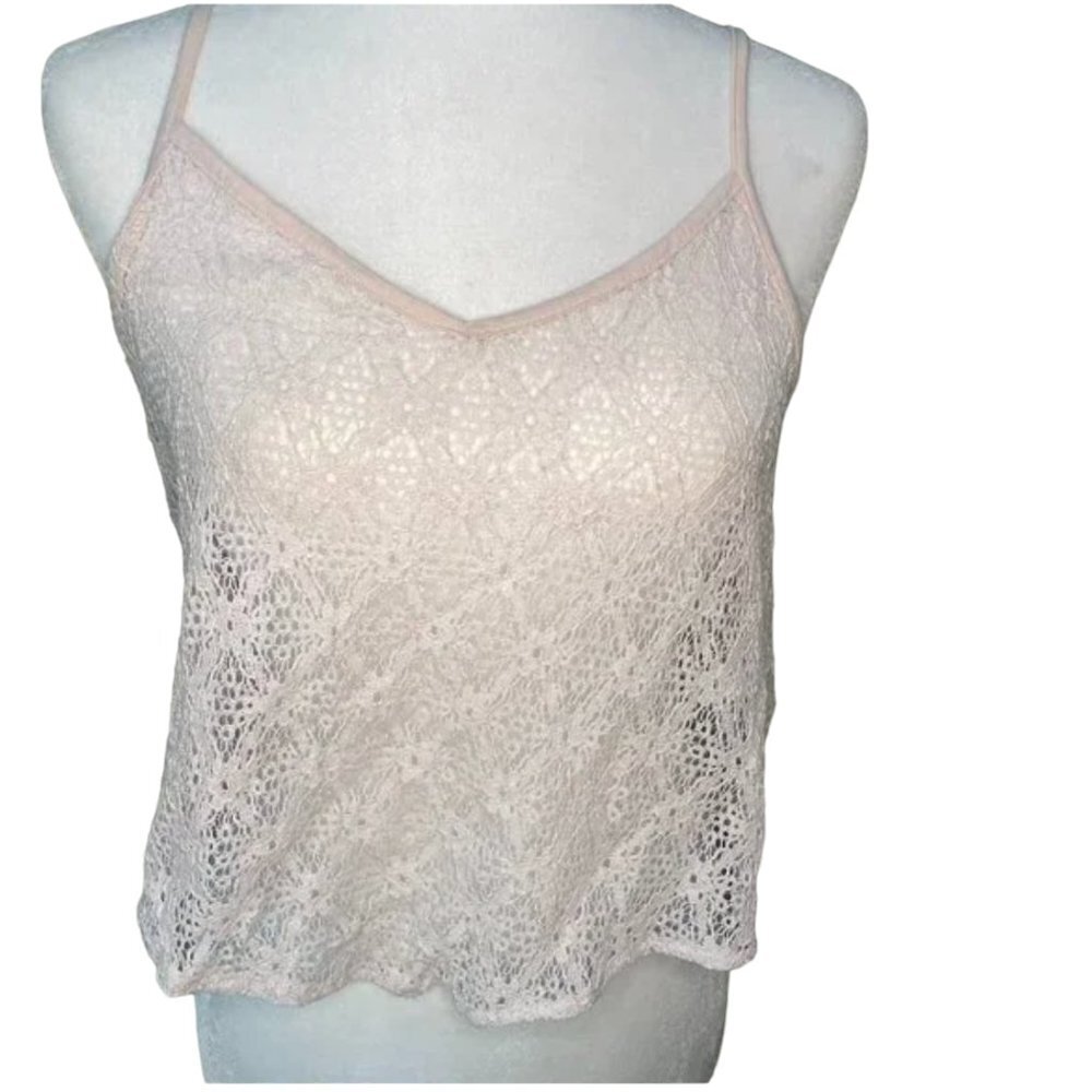 AMERICAN EAGLE Sheer Lace Crop Tank - M